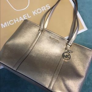 Gold Michael Kors Computer Tote